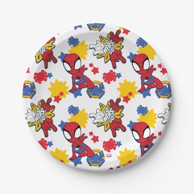 Spidey "Go-Webs,-Go!" Pattern Paper Plates (Front)