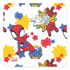 Spidey "Go-Webs,-Go!" Pattern Square Sticker