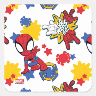 Spidey "Go-Webs,-Go!" Pattern Square Sticker
