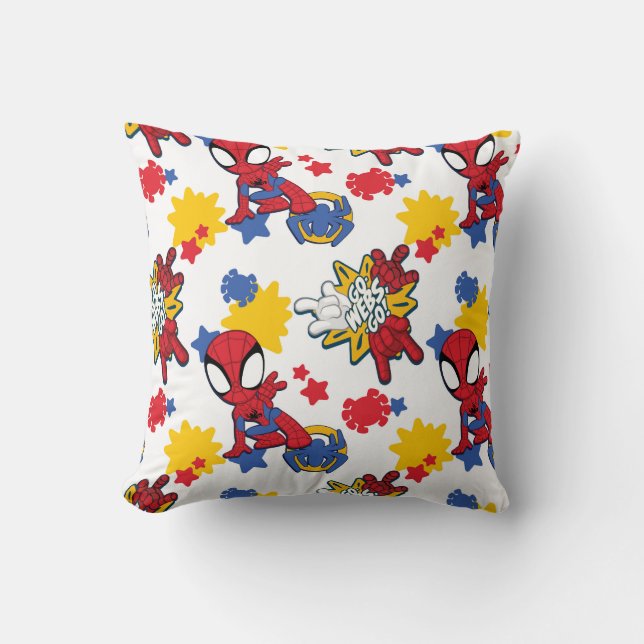 Spidey "Go-Webs,-Go!" Pattern Throw Pillow (Front)