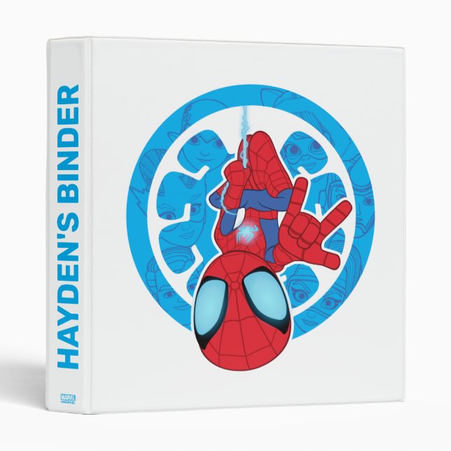 Spidey Hanging Upside Down Logo Villain Collage 3 Ring Binder (Front/Spine)