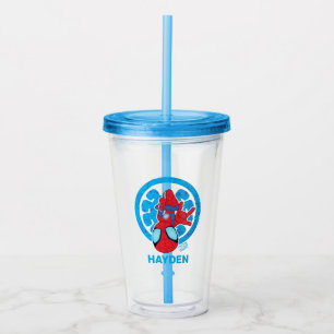 Spidey Hanging Upside Down Logo Villain Collage Acrylic Tumbler