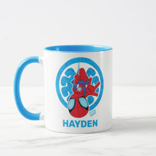 Spidey Hanging Upside Down Logo Villain Collage Mug