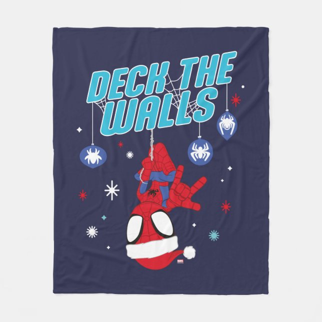Spidey Holiday Deck The Walls Fleece Blanket (Front)
