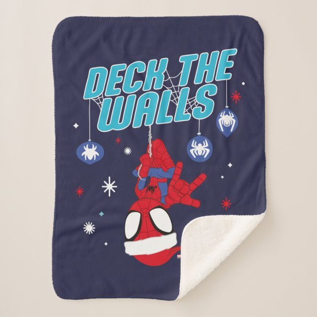 Spidey Holiday Deck The Walls Sherpa Blanket (Front)