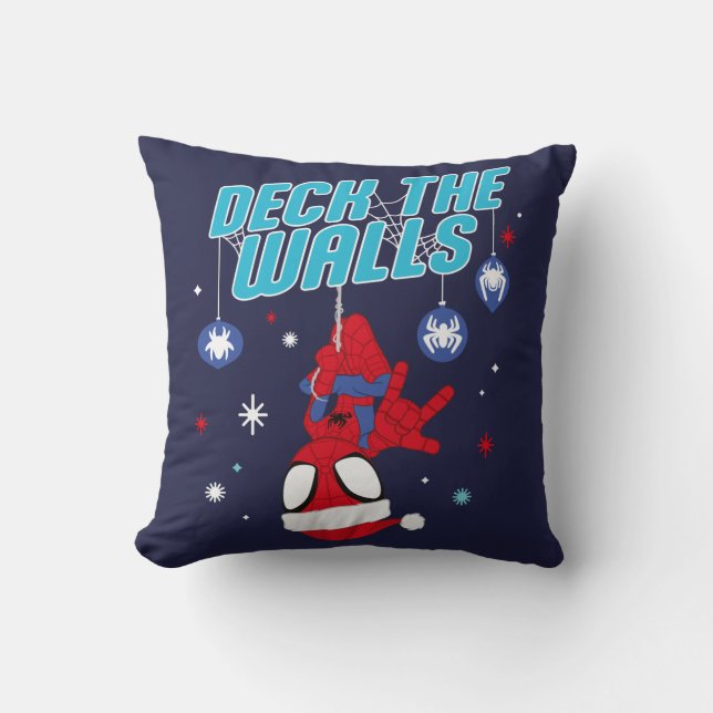 Spidey Holiday Deck The Walls Throw Pillow (Front)