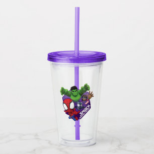 Spidey, Hulk, Ms. Marvel, & Black Panther Hexagon Acrylic Tumbler