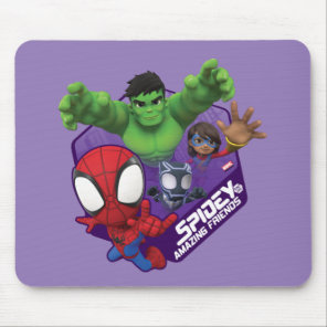 Spidey, Hulk, Ms. Marvel, & Black Panther Hexagon Mouse Pad