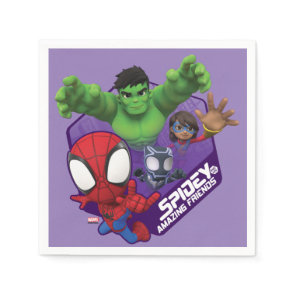 Spidey, Hulk, Ms. Marvel, & Black Panther Hexagon Napkins