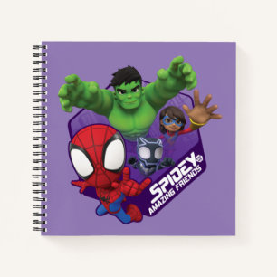 Spidey, Hulk, Ms. Marvel, & Black Panther Hexagon Notebook