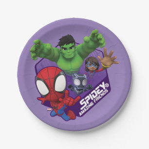 Spidey, Hulk, Ms. Marvel, & Black Panther Hexagon Paper Plates