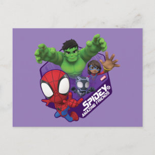 Spidey, Hulk, Ms. Marvel, & Black Panther Hexagon Postcard