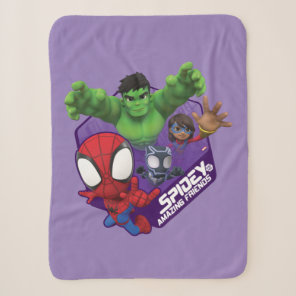 Spidey, Hulk, Ms. Marvel, & Black Panther Hexagon Sherpa Blanket