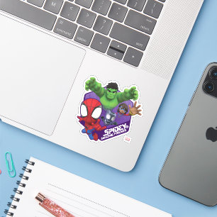 Spidey, Hulk, Ms. Marvel, & Black Panther Hexagon Sticker
