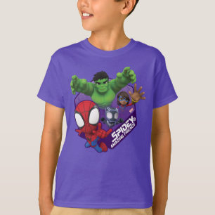 Spidey, Hulk, Ms. Marvel, & Black Panther Hexagon T-Shirt
