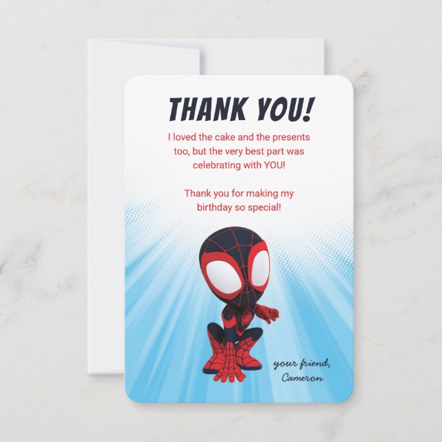 Spidey | Miles Morales Birthday Thank You Invitation (Front)