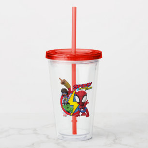 Spidey, Ms. Marvel, Black Panther, & Hulk Badge Acrylic Tumbler