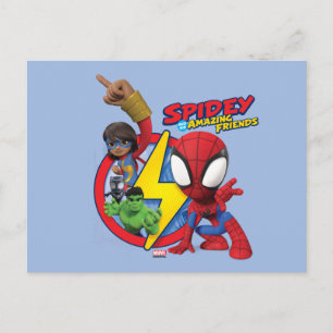 Spidey, Ms. Marvel, Black Panther, & Hulk Badge Postcard