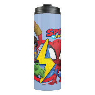 Spidey, Ms. Marvel, Black Panther, & Hulk Badge Thermal Tumbler