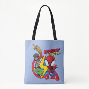 Spidey, Ms. Marvel, Black Panther, & Hulk Badge Tote Bag