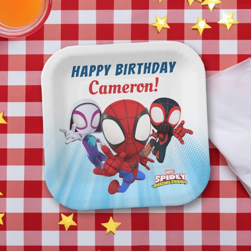 Spidey  Personalized Happy Birthday  Paper Plates