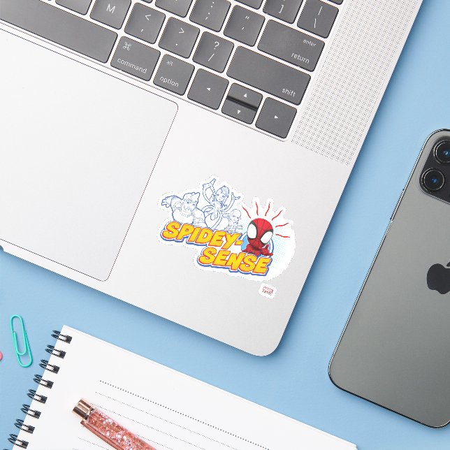 Spidey-Sense Outline Graphic Sticker (Laptop w/ iPhone)