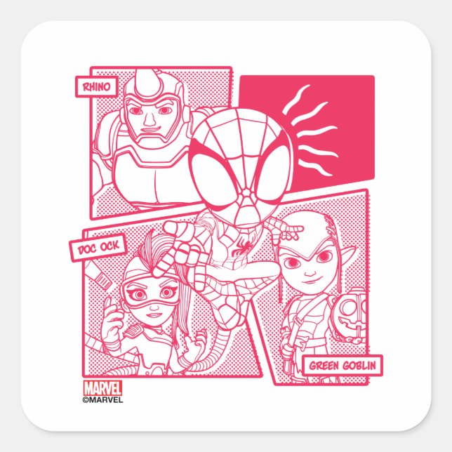 Spidey-Sense Villain Comic Graphic Square Sticker (Front)