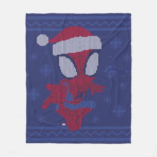 Spidey Snowflake Holiday Knit Graphic Fleece Blanket (Front)