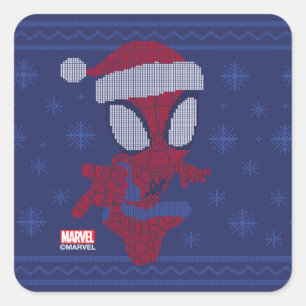 Spidey Snowflake Holiday Knit Graphic Square Sticker