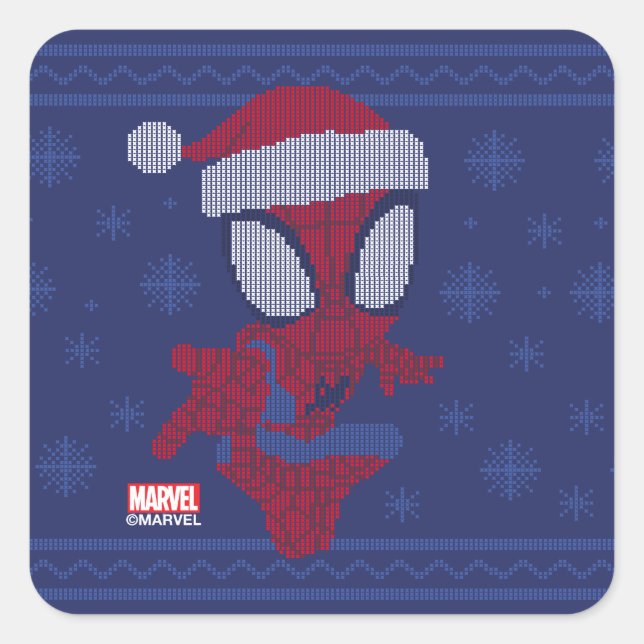 Spidey Snowflake Holiday Knit Graphic Square Sticker (Front)
