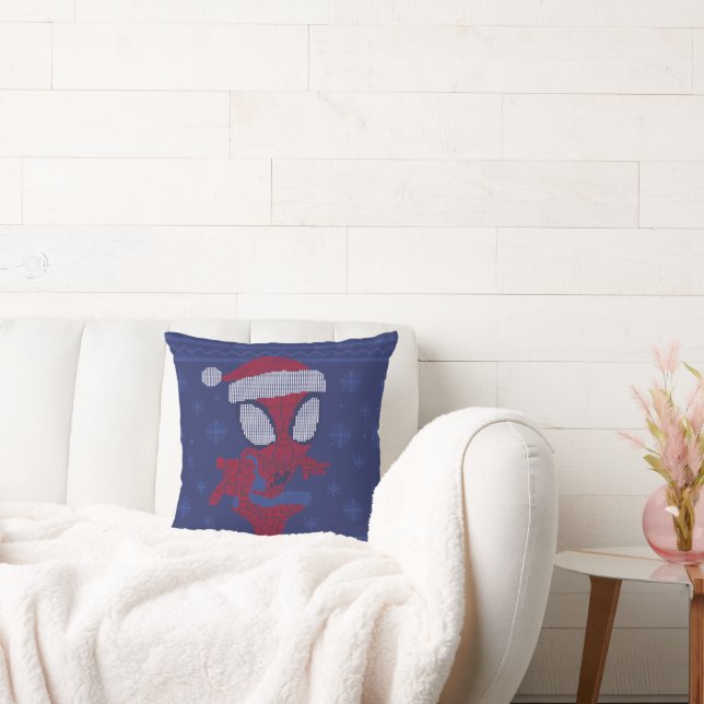Spidey Snowflake Holiday Knit Graphic Throw Pillow (Couch)
