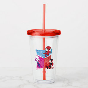 Spidey Team Action Panel Graphic Acrylic Tumbler