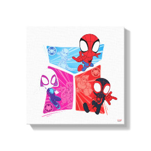 Spidey Team Action Panel Graphic Canvas Print