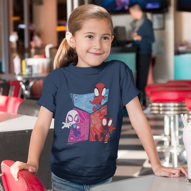 Spidey Team Action Panel Graphic T-Shirt (Creator Uploaded)