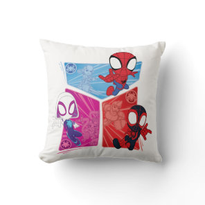 Spidey Team Action Panel Graphic Throw Pillow