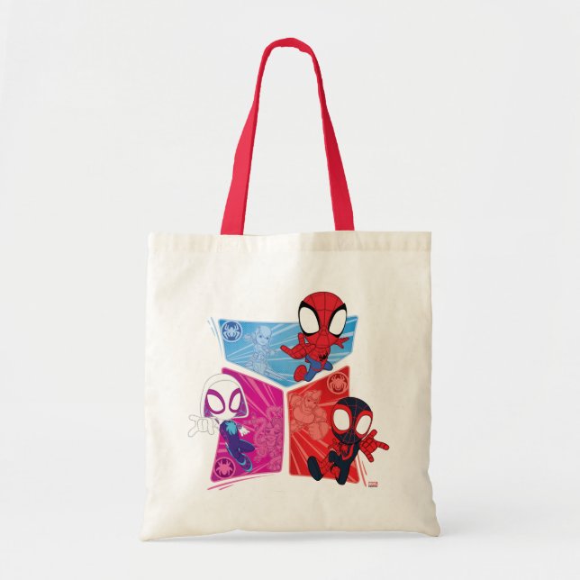 Spidey Team Action Panel Graphic Tote Bag (Front)