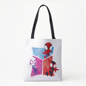 Spidey Team Action Panel Graphic Tote Bag