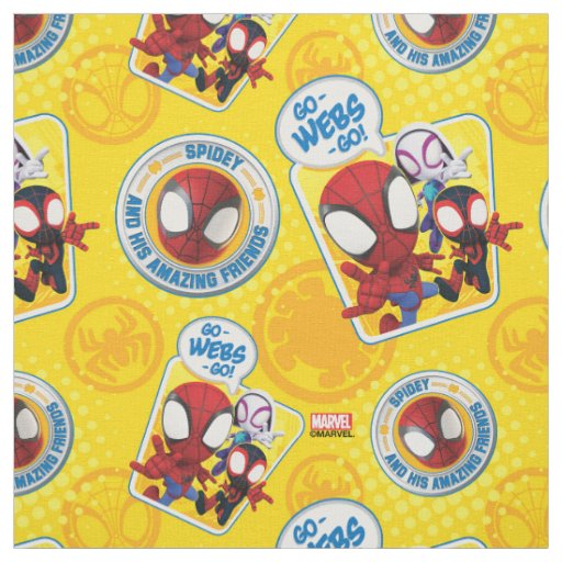 Spidey and his Amazing Friends Crayon Graphic Fabric