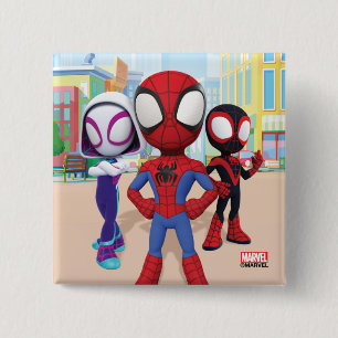 Spidey Team In Town Button