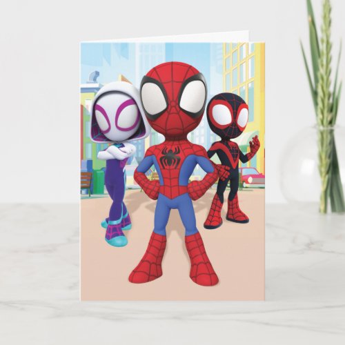 Spidey Team In Town Card