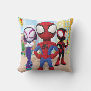Spidey Team In Town Throw Pillow