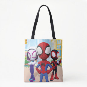 Spidey Team In Town Tote Bag