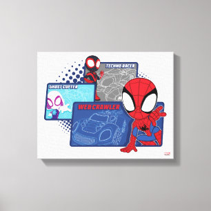 Spidey Team Racing Cars Canvas Print