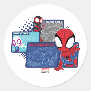 Spidey Team Racing Cars Classic Round Sticker