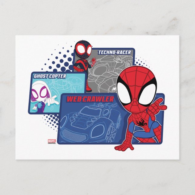 Spidey Team Racing Cars Postcard (Front)