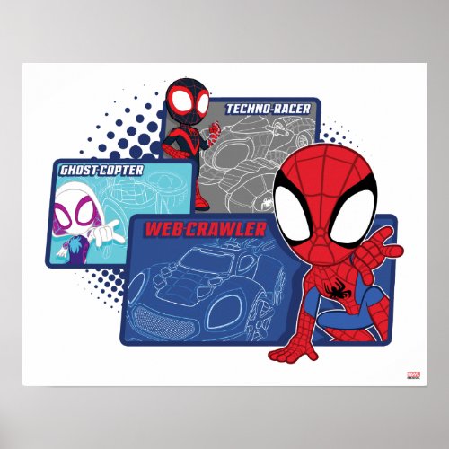 Spidey Team Racing Cars Poster