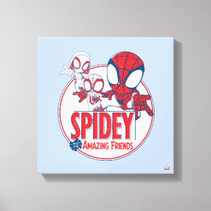 Spidey Team Red & White Circle Badge Canvas Print