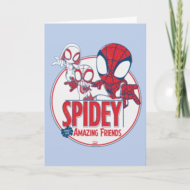 Spidey Team Red & White Circle Badge Card (Front)