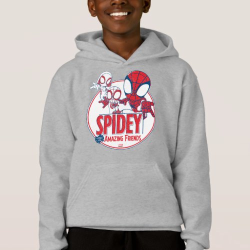 Spidey Team Red  White Circle Badge Hoodie