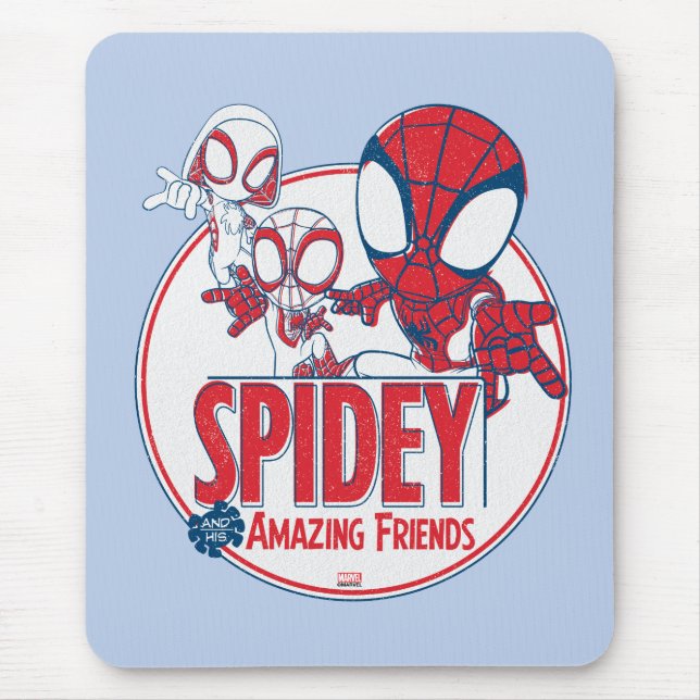 Spidey Team Red & White Circle Badge Mouse Pad (Front)